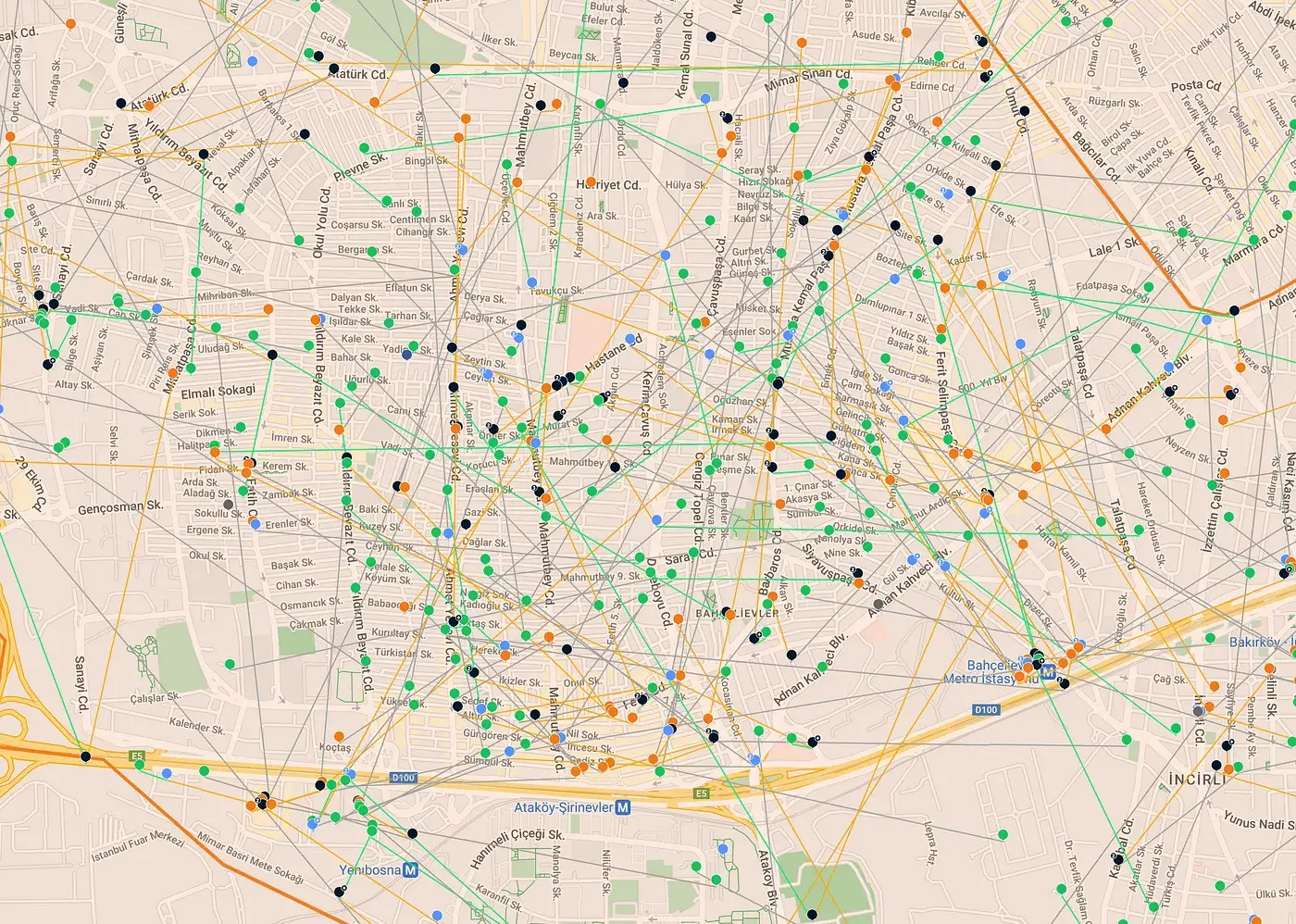 A small part of Trendyol GO’s Live Map application