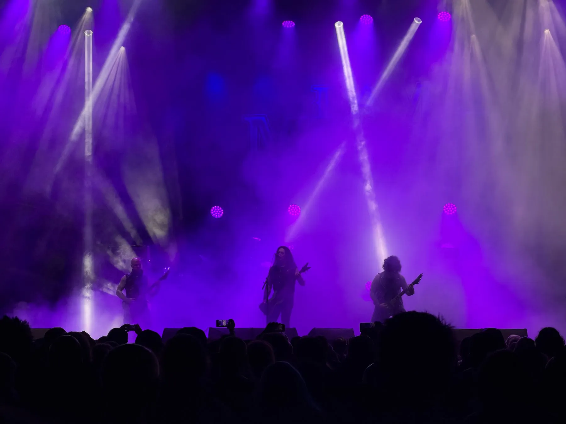 I Am Morbid performing under purple lights with the crowd in front